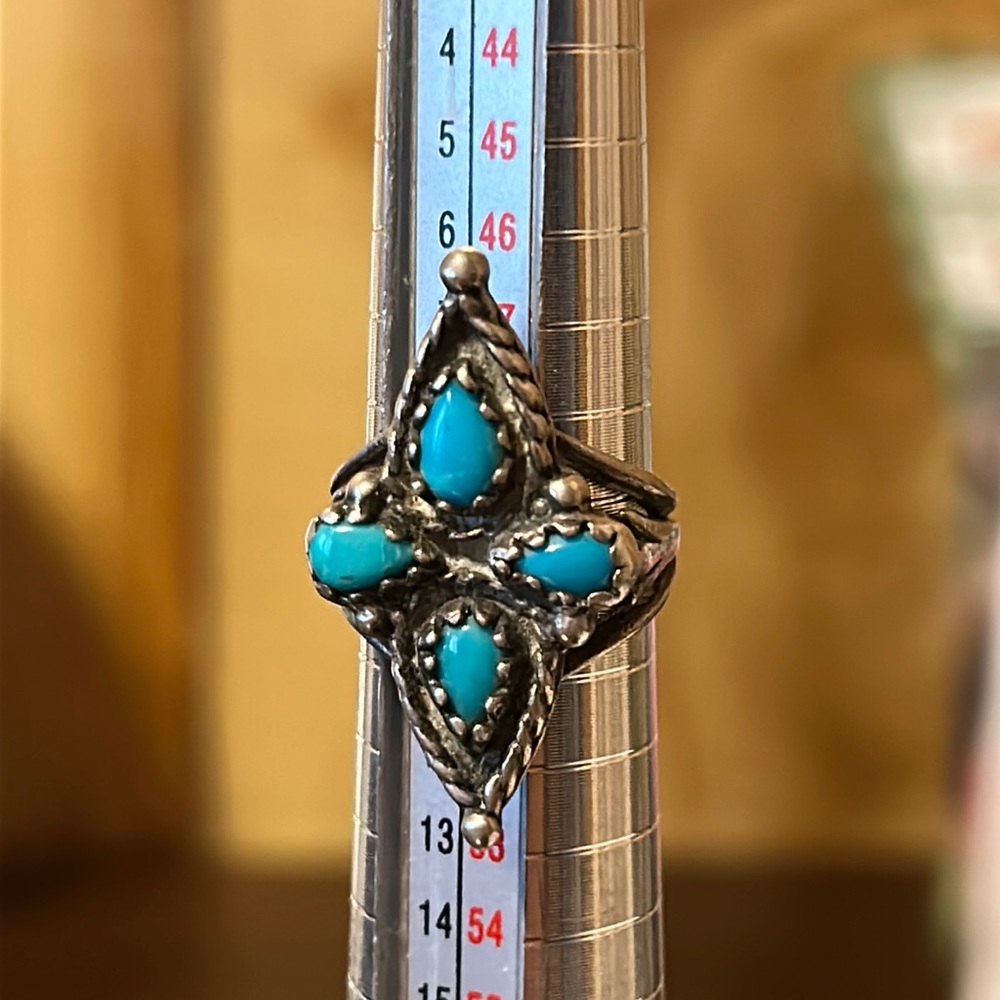 Vintage Native American .925 Sterling Silver & Turquoise Ring Size 5